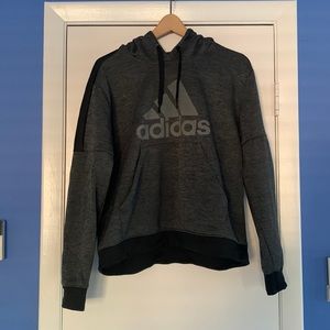 Adidas charcoal gray and black hoodie